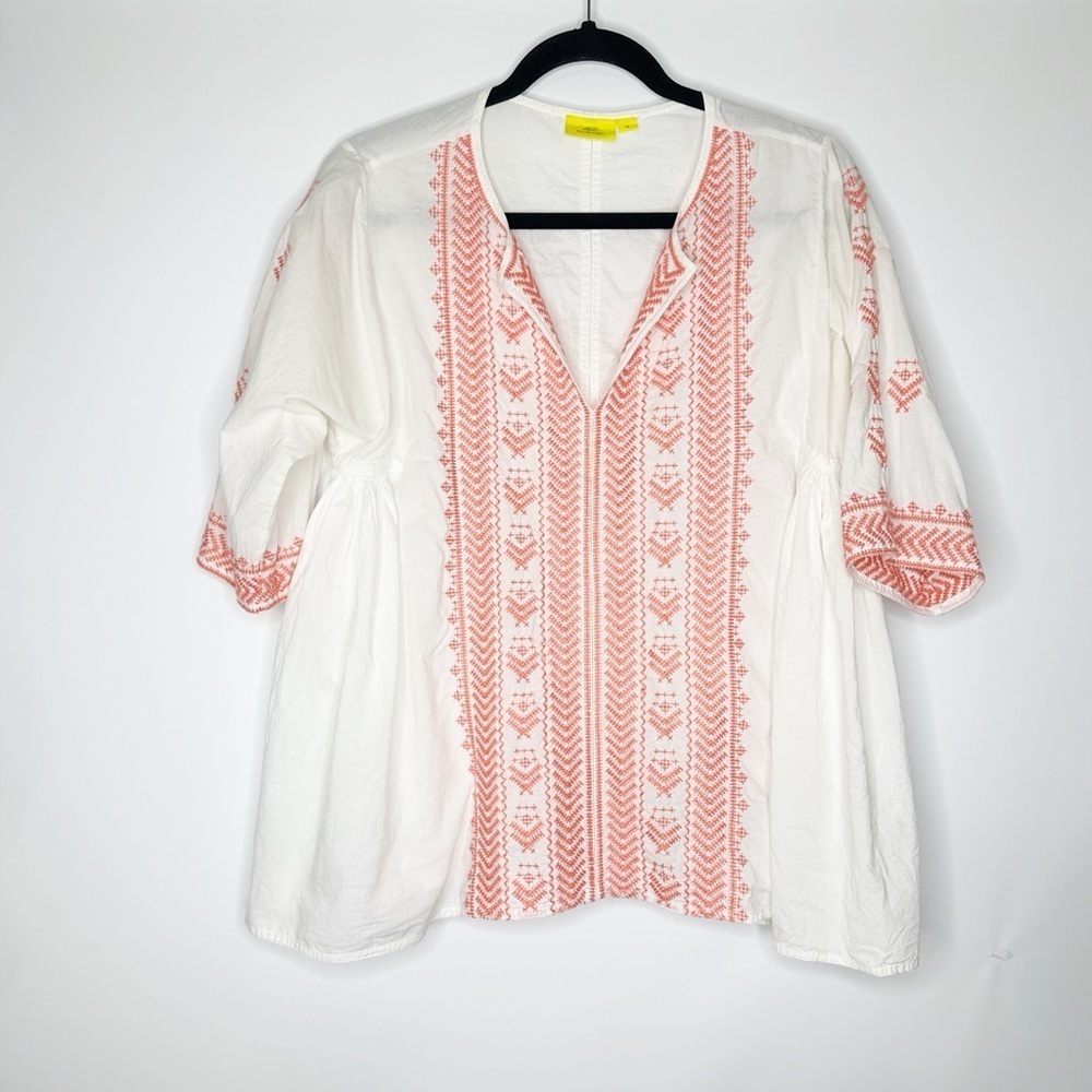 Roller Rabbit Bhopali Mada Smocked Top Size Medium - Picture 2 of 5